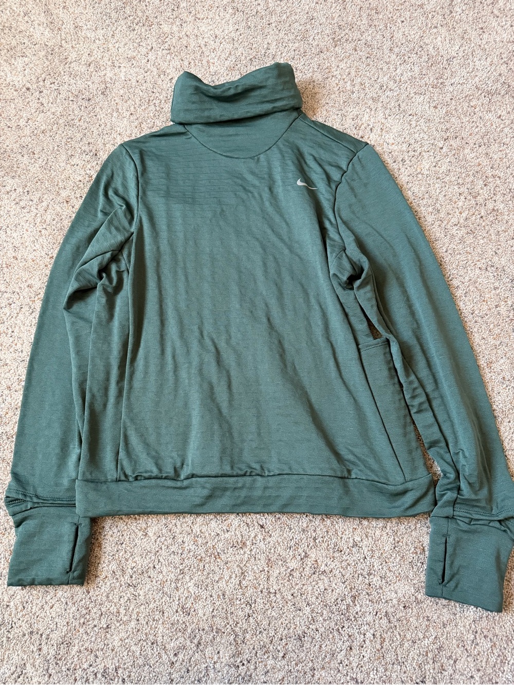 Nike Women's Forest Green Turtleneck Pullover with Thumbhole Cuffs